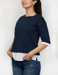 بلوز آستین سه ربع پایین نساجی - تصویر 5