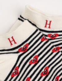 جوراب زنانه مچی راه راه قلب آدمکی - تصویر 2