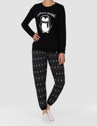 شلوار زنانه چاپدار پنگوئن و برف - تصویر 3